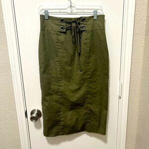 BCBG MaxAzria Olive Green Pencil Skirt Size Medium